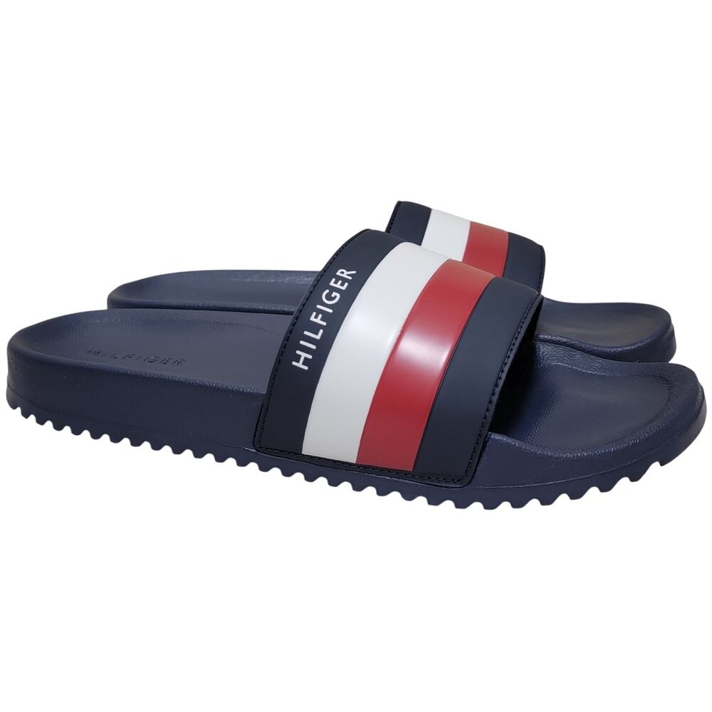 Tommy Hilfiger Men Rozi Pool Beach Slide Sandals Size US 12M Dark Blue Striped